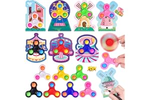 FUN LITTLE TOYS 32PCS Valentines Cards Gift with Fidget Finger Spinner POP, Valentine's Day Kids School Classroom Stress Relief Hand Finger Spinner Fidget Toy Exchange Party Favor