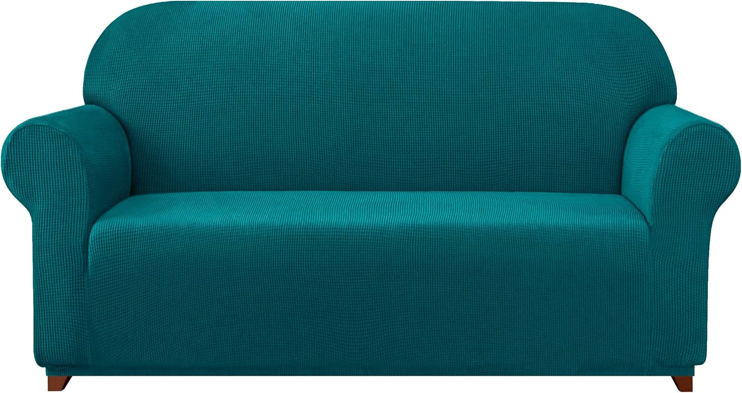 Slipcovers - subrtex Stretch Couch Cover Set 1 Piece Sofa Slipcover with A Gift Cushion Cover for 2 Cushion Couch Loveseat(Teal,Loveseat)