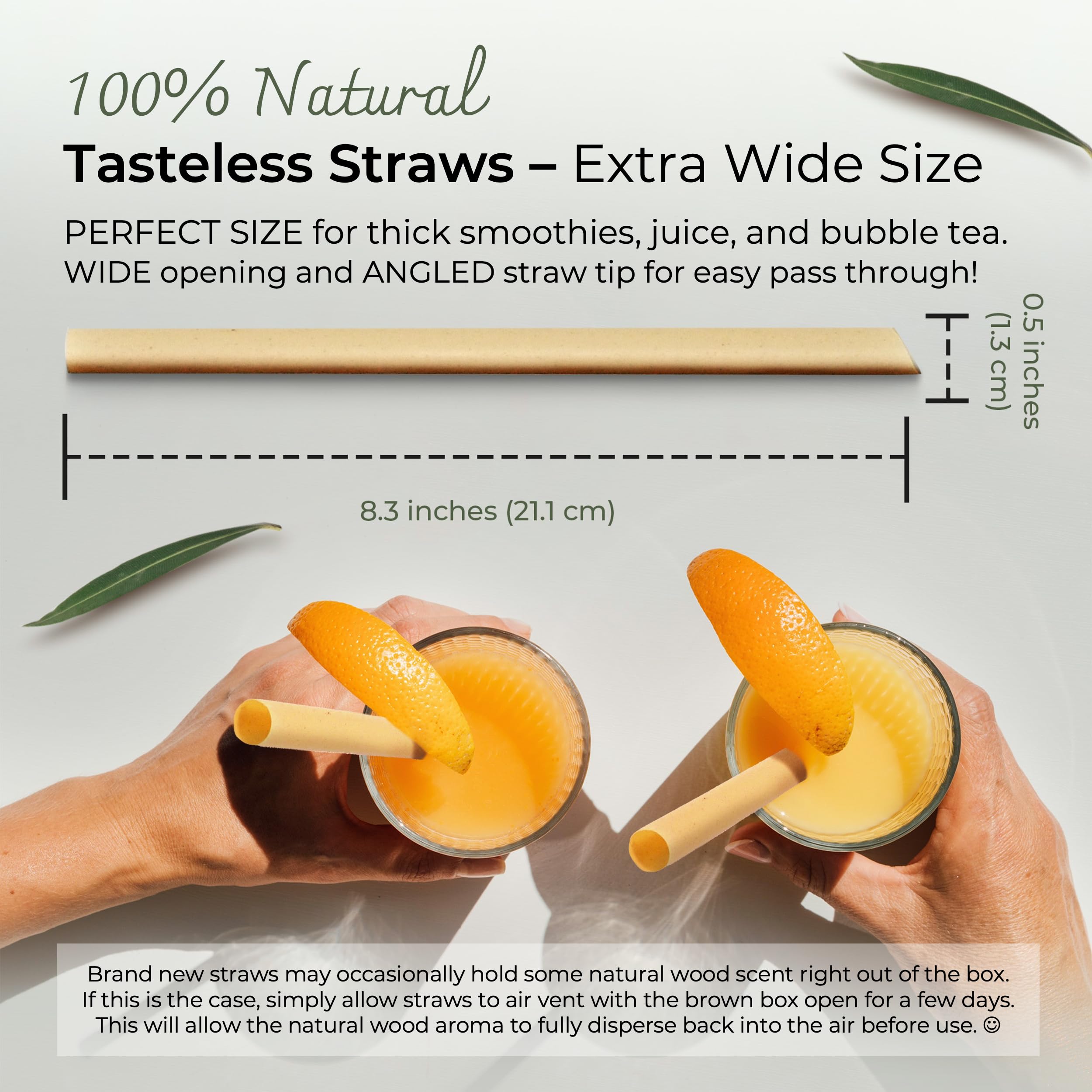 EcoPreps Biodegradable Jumbo Smoothie Straws, Sugarcane Boba Straws - 50 PCS, Extra Wide, 100% Compostable, Plastic-Free, Eco-Friendly Large Wide-Mouthed Straw - 8.3'' Long Sugarcane Disposable Straw - Image 5