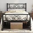 Yaheetech Twin Bed Frames Metal Platform Bed with Headboard and Footboard No Box Spring Needed Easy Assembly,Ground Clearance: 12.6''/Black/Twin Bed