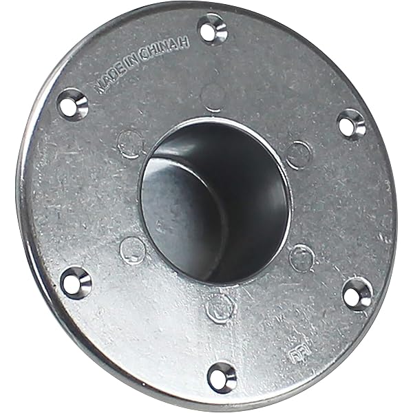 Surface Mount Table Leg Pedestal Socket - 60mm Post Diameter, Silver, For Motorhome Or Boat