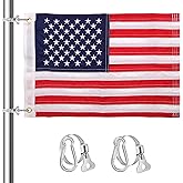 Boat Flag 12x18 inch, 50 Embroidered Stars Boat Flags, American Flag for Boat with 2 Boat Flag Pole Clips and Brass Grommets