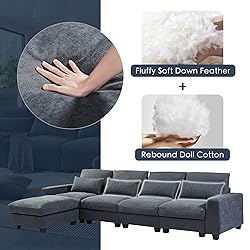 P PURLOVE Modern Dark Gray Polyester Sectional