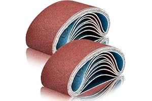 Trivd Frol 18Pcs 3 x 18 Inch Sanding Belts, 40/80/120/150/240/400 Assorted Grits Aluminum Oxide Sandpaper for Belt Sander Woodworking Metal Paint Polishing