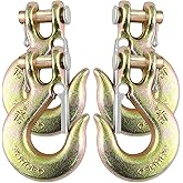 5/16" Clevis Slip Hook with Safety Latch, 4 Pack Heavy Duty Clevis Chain Hook for 5/16" Grade 70 Transport Chain, 14000LBS Capacity for Heavy Load