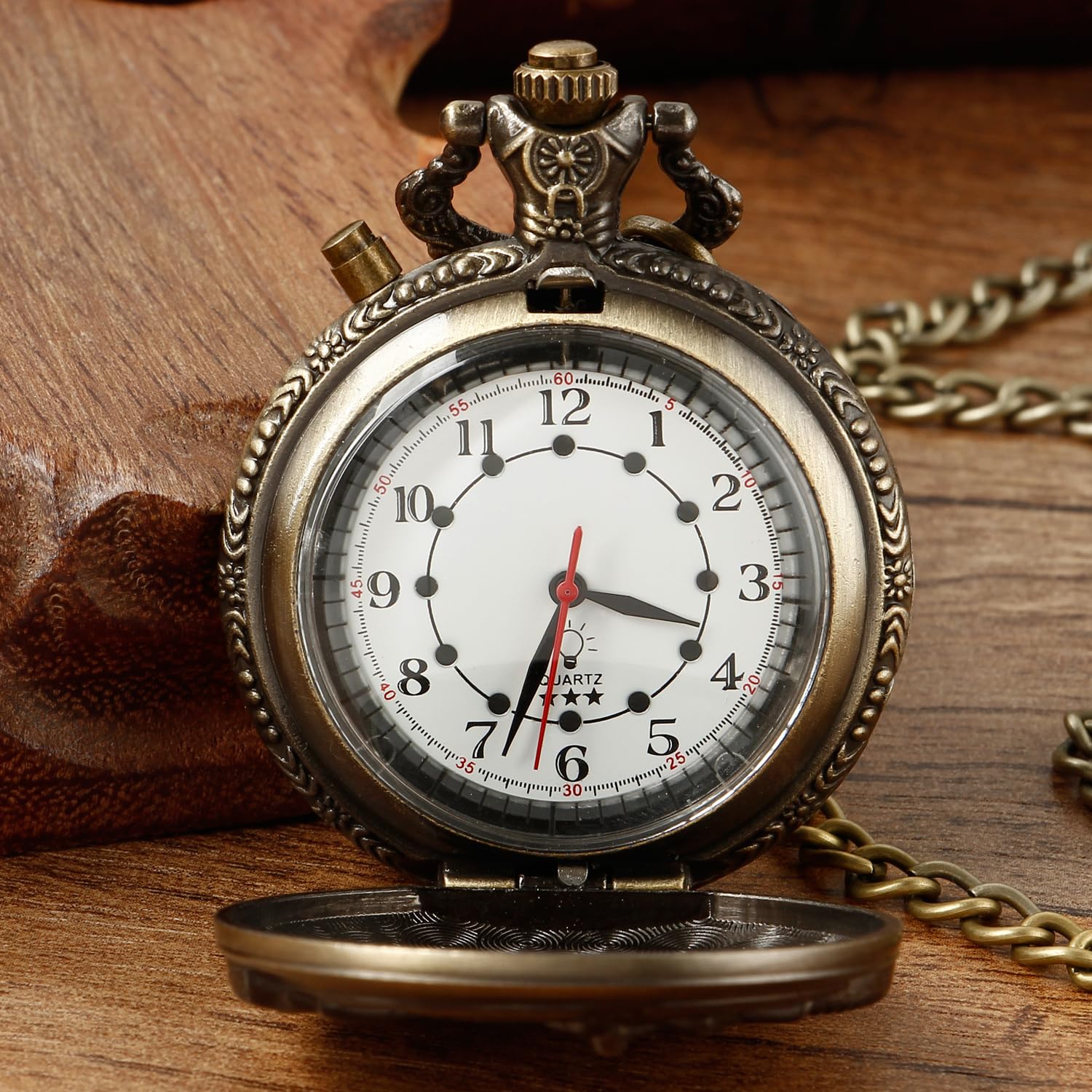 Pocket Watch with LED Lights, Creative Arabic Numeral Dial for Men's Pocket Watch