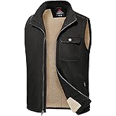 TBMPOY Men's Winter Vest Outerwear Fleece Sherpa-Lined Casual Vests Warm Cotton Jacket With Full Zipper