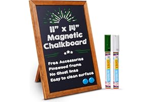 BESSO Small Chalkboard Signs with Stand and Liquid Chalk Markers – Deep Black, Slate Chalk-Board 11x14 | Magnetic, Non-Porous Surface with Rustic Pine Wood Frame | Tabletop Chalkboard Sign for Wedding