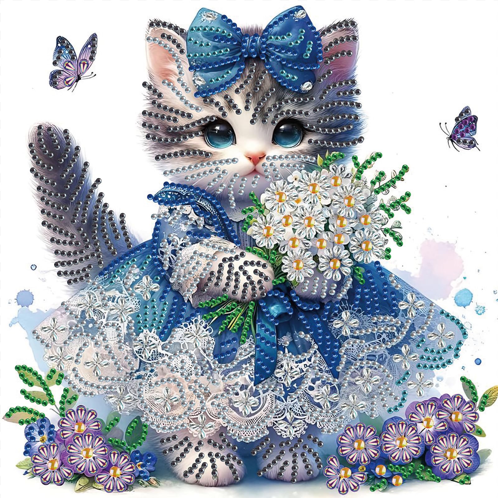 WSLWXSHM 5D Special Shape Diamond Art Kits for Beginners, Diamond Painting Kits for Adults Cat, Crystal Rhinestones Diamond Painting for Home Wall Decoration Gift 12×12inch/30×30cm, Animal