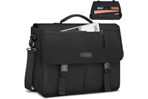 Lubardy Laptop Messenger Bag for Men 15.6 Inch Laptop Bag Waterproof Laptop Briefcase Large Lightweight Computer Bag Satchel Shoulder Bags for Work Business Travel College, Black