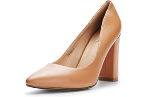 IDIFU Women's IN4 Chunky-HI Block High Heels Closed Pointed Toe Pumps Dress Office Shoes for Women