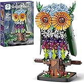 Sillbird Flower Owl Building Set for Adults and Teens, Buildable Floral Animal Model Kit for The Home Decor & Office Display,