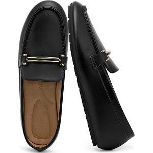 Ecetana Comfortable Women's Loafers for Work: Slip On Cushioned Business Casual Shoes with Memory Foam Non Slip Driving Mocca