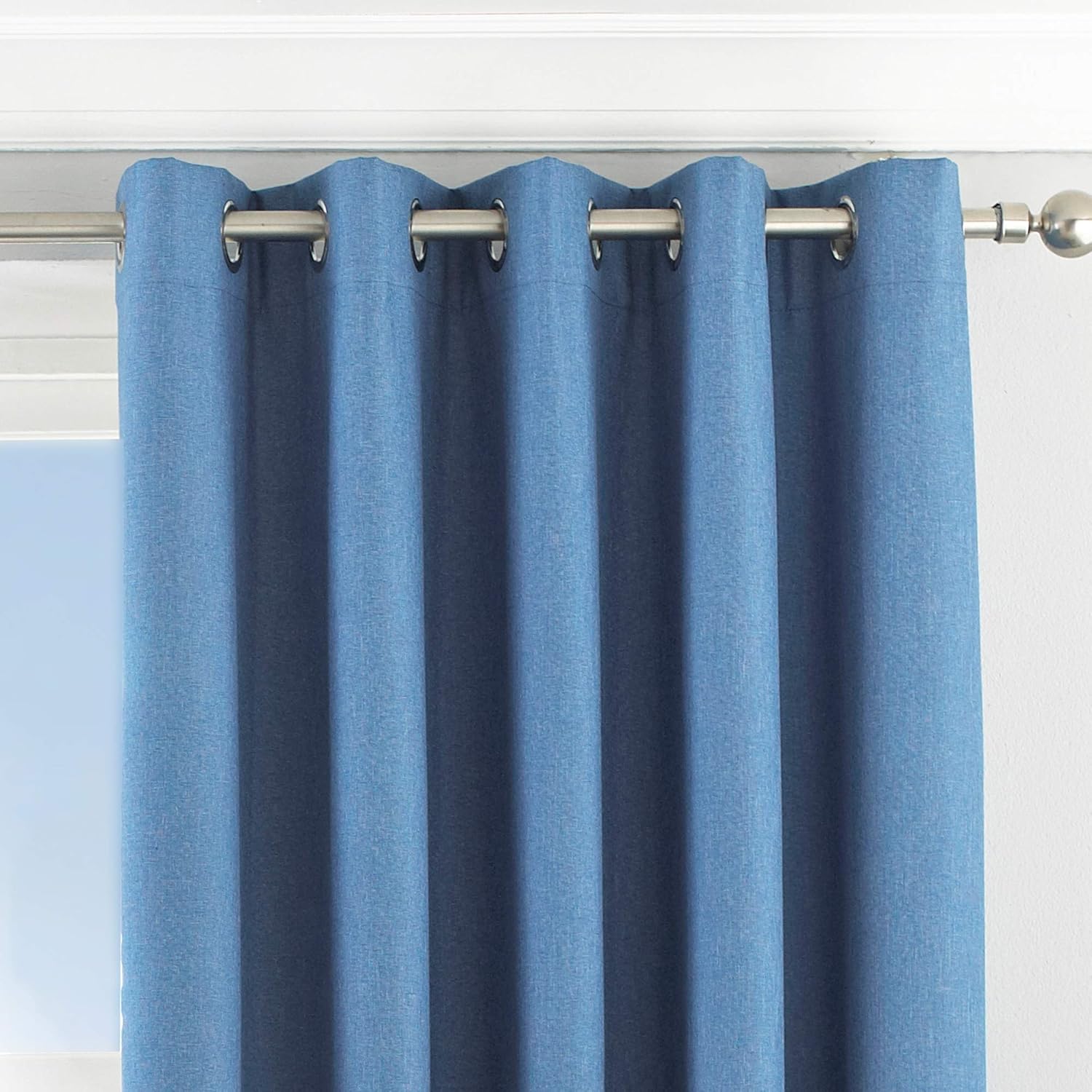 Riva Home Eclipse Blackout Eyelet Curtains, Polyester, Denim, 229 x 229cm, W 35.4" x L 90" (1 Panels) - Image 3