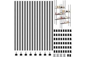 Beeveer Chrome Wire Shelving Posts Commercial Heavy Duty Poles Wire Shelf Parts with 50 Pcs Clips for 1" Post Rack Accessories, Black(Set of 8,74 Inch)