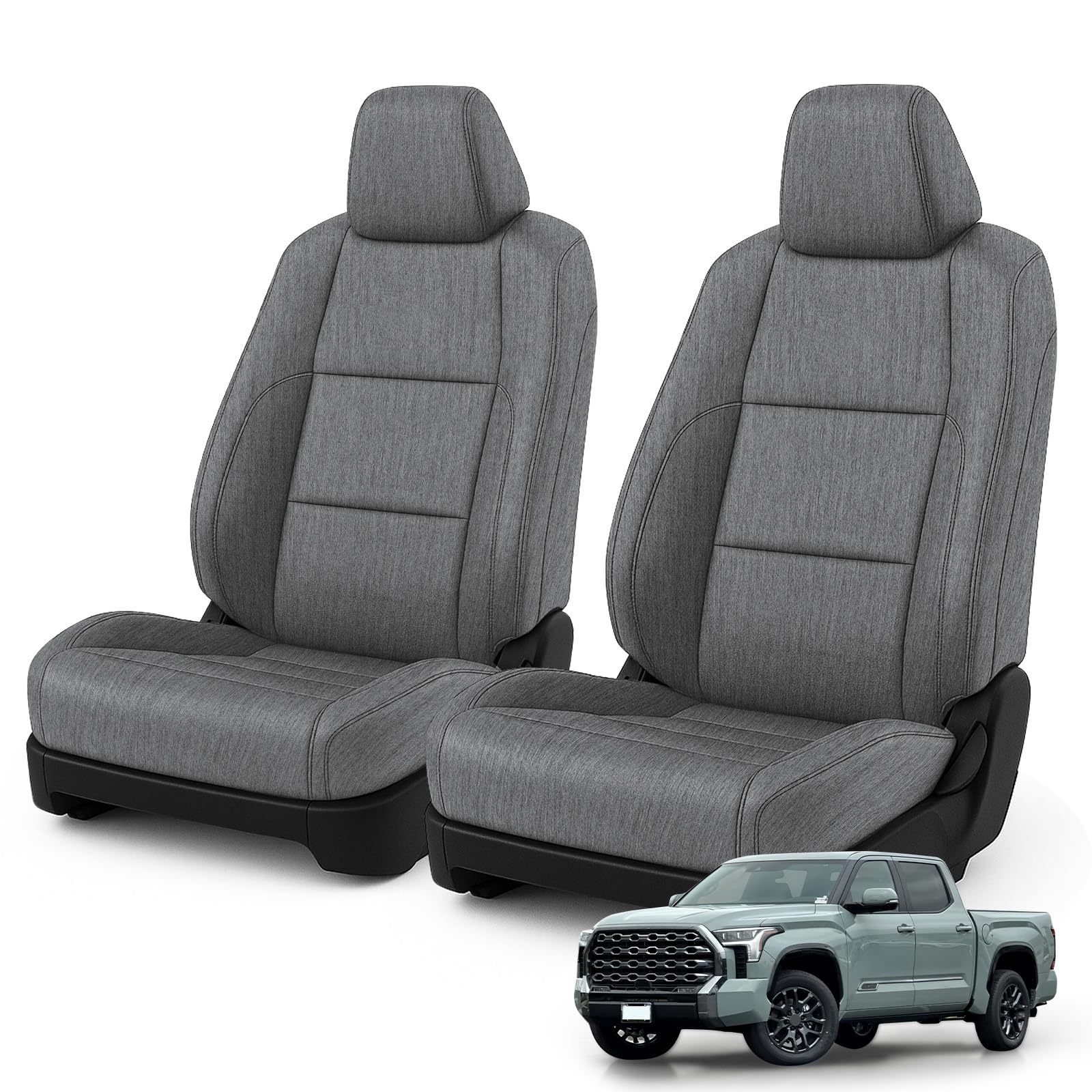 Photo 1 of Front Seat Covers Custom Fit for Toyota Tundra 2022 2023 2024 2025 Double Cab/CrewMax, Heavy Duty Cationic Linen Airbag Seat Protectors