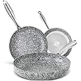 MICHELANGELO Frying Pans Set with 100% APEO & PFOA-Free Stone Non Stick Coating, Granite Skillet Set, Nonstick Skillets 3 Pcs,8/9.5/11 inch