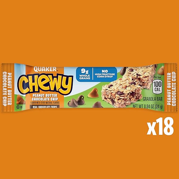 QUAKER CHEWY PEANUT BUTTER CHOCOLATE CHIP GRANOLA BARS, 15.2 OZ