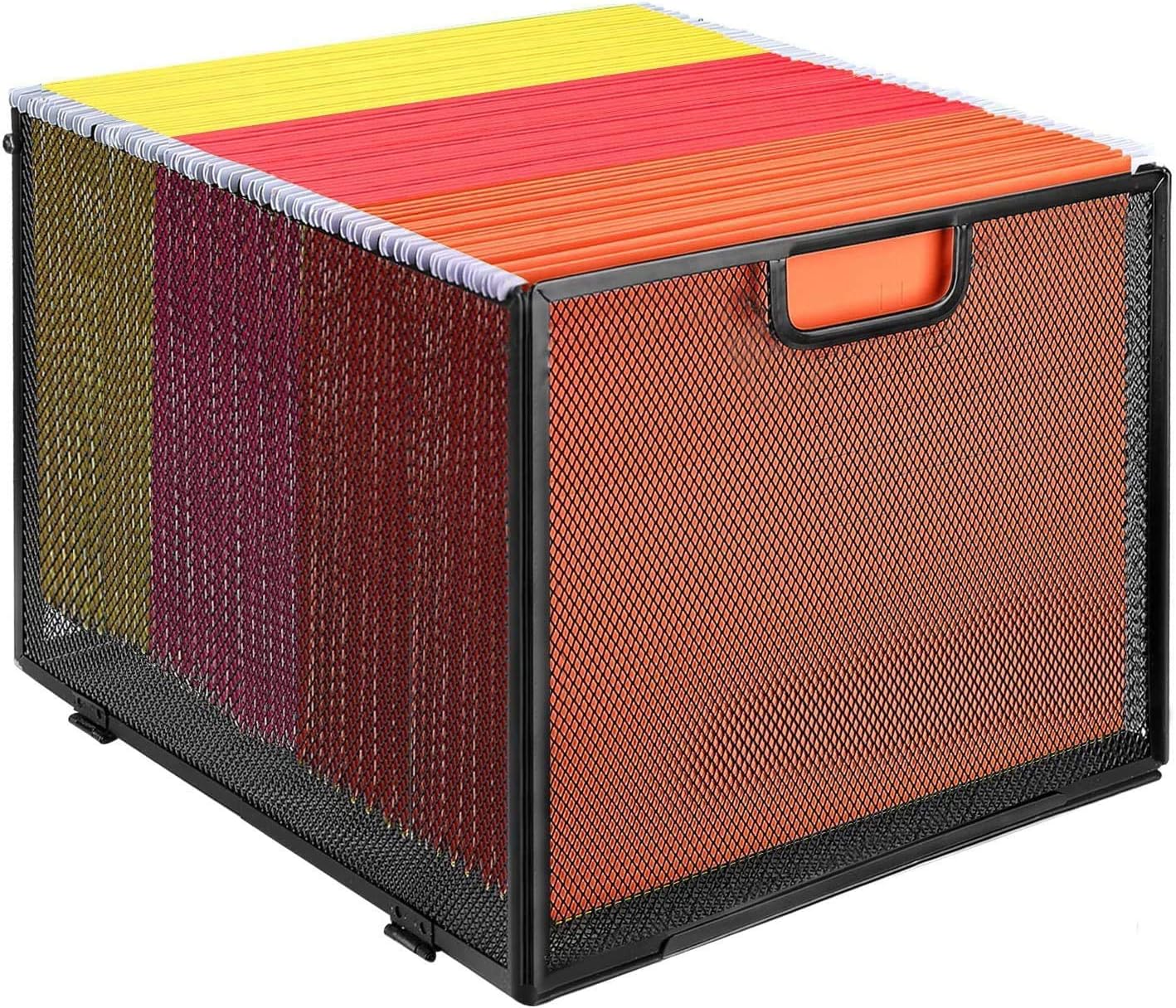 ProAid Mesh Hanging File Folder Box，Metal Office Flie Organizer Letter Size File Crate Folder Holder Storage Box, Black : Office Products