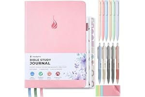 DazSpirit Bible Study Journal Set, Christian Bible Study Kit with Guided A5 Journal, 11 Pens, Sticky Notes & Stickers, Devotions Faith-Based Gift for Women, Church Notes Notebook