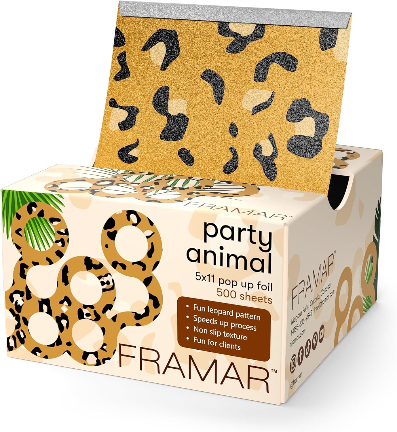 Framar Party Animal Embossed Pop Up Hair Foil, Hair Foils for Highlighting, Foils for Highlights, Hairdressing Foil for Hair Highlights, Highlighting Foil, Hair Foils for Colouring 500 Pk