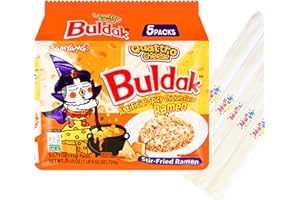 MUNCHMO Spicy Chicken Noodles, Korean Ramen, Korean Ramen Noodles, Ramen, Hot Chicken Ramen, 5 Packs (Quattro Cheese)