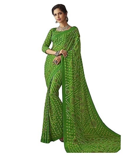 Womens Chiffon Saree With Unstitched Blouse Piece