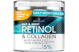 REMEDIAL PAX Face Moisturizer Retinol Cream, Anti Aging Neck Firming Cream, Collagen Day & Night Face Cream with Hyaluronic Acid for Women & Men, 1.85 Fl Oz