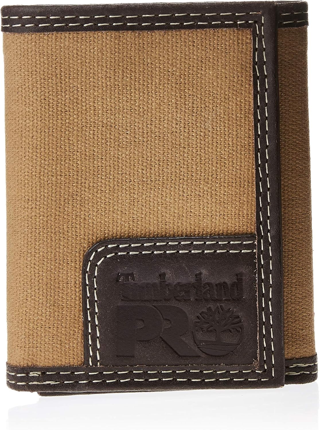 Timberland PRO Men's Back ID Window Canvas Leather Trifold Wallet with