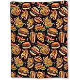 Ti Caldi Hamburger Blanket, Soft Cozy Flannel Throw Blanket with French Fries Hot Dog for Couch, Bed, Travel, Living Room & Home Decor, Lightweight Fuzzy Warm Blankets for Adults Men Women 60×50 in