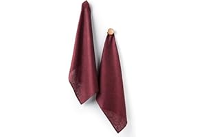 Solino Home Linen Kitchen Towels Set of 2 – Red Garnet 17 x 26 Inch – 100% Pure Linen Kitchen/Tea Towels – Machine Washable and Handcrafted from European Flax