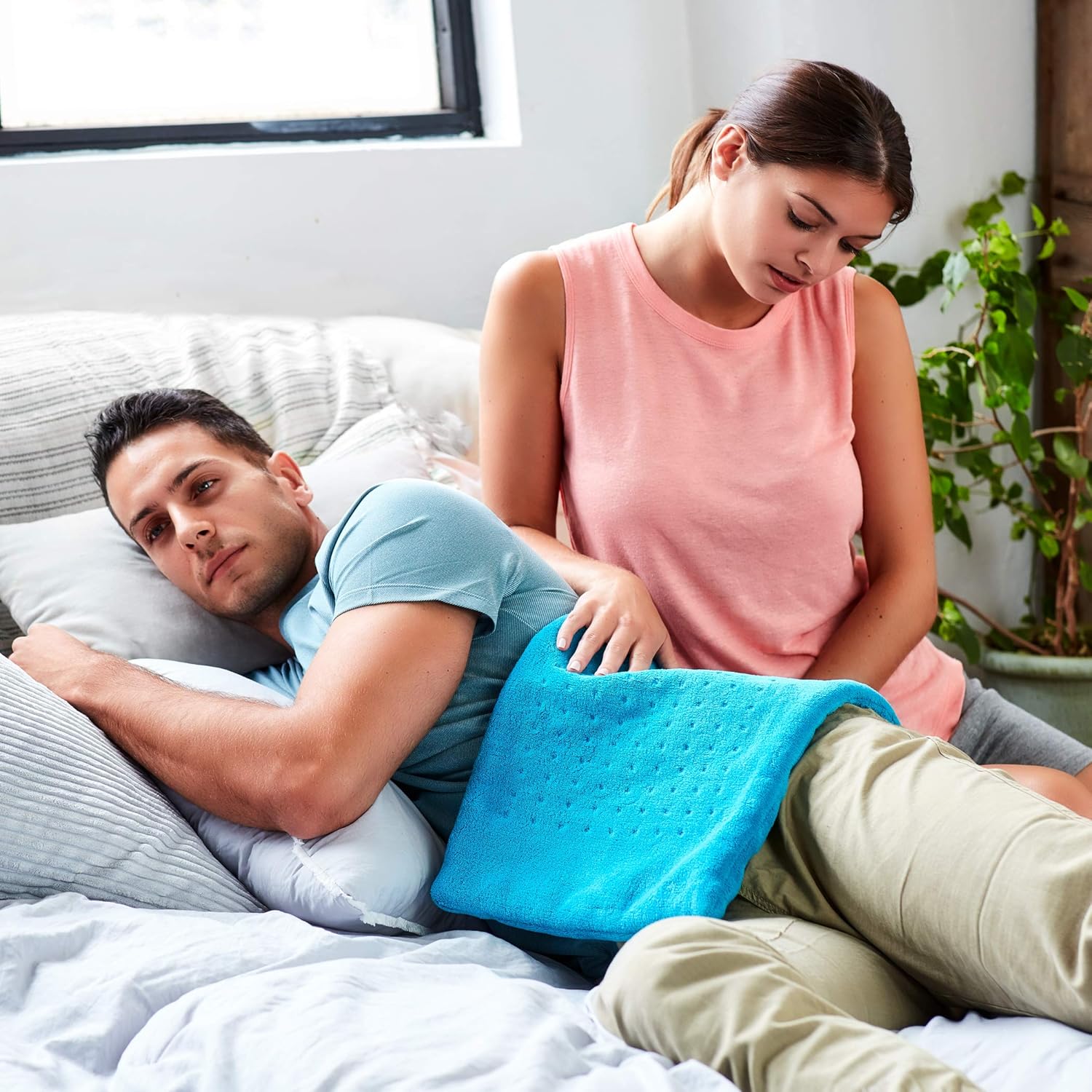 MIGHTY BLISS™ Large Electric Heating Pad for Back Pain and Cramps Relief -Extra Large [12"x24"] - Auto Shut Off - Heat Pad with Moist & Dry Heat Therapy Options - Hot Heated Pad: Health & Personal Care