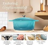 Nuovva Enamelled Cast Iron Dutch Oven 6.4 Quart Teal 28cm Lid view 6