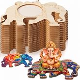 DoubleFill 10 Pcs Diwali Wooden Candle Holders Crafts Decor, Elephant | Navratri Decoration for Home, Diwali Return Gifts in Bulk, DIY Diwali Arts and Crafts, for Indian Pooja Puja Wedding Decor