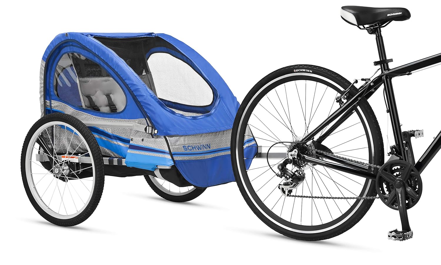 13SC671 Pacific Cycle Schwinn Trailblazer Double Bicycle Trailer Blue