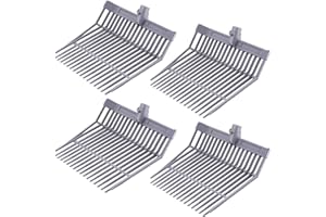Lasnten 4 Pcs Manure Fork Head Bulk 18 Tines Pitch Fork Replacement Head with Screws and Nuts Durable Stable ABS Plastic Pitchfork for Horse Stall Picking up Manure
