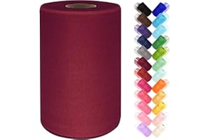 ABLEME DECO Tulle Fabric Rolls 6 Inch by 100 Yards (300 ft) Tulle Ribbon Netting Spool for Tutu Skirt Wedding Baby Shower Birthday Party Decorations Gift Wrapping DIY Crafts, 28 Colors (Burgundy)