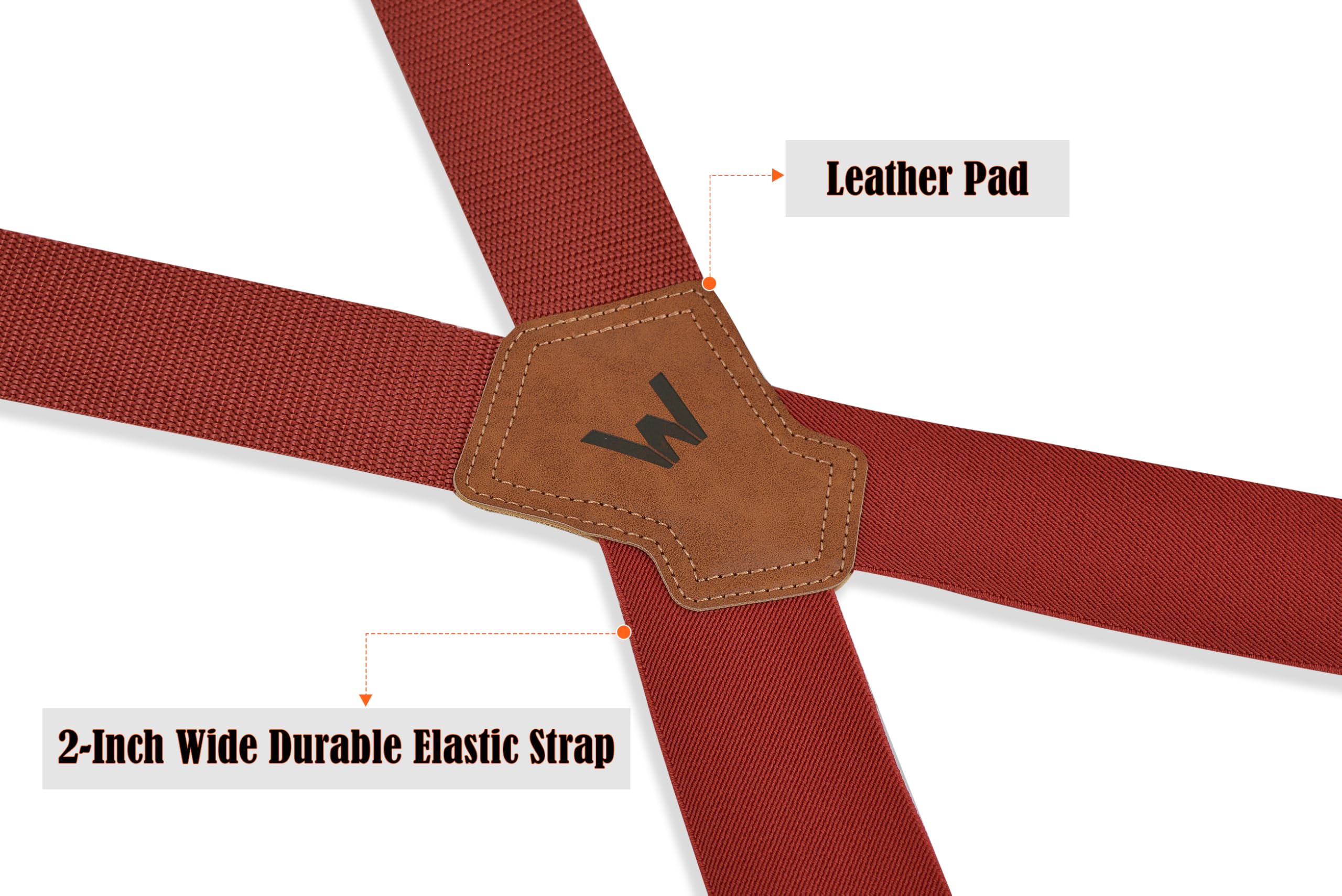 WELKINLAND 2Inch-Wide Heavy Duty Work Suspenders for Men