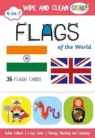 Flags Wipe & Clean Activity Flash Cards for Kids - Kyds Play