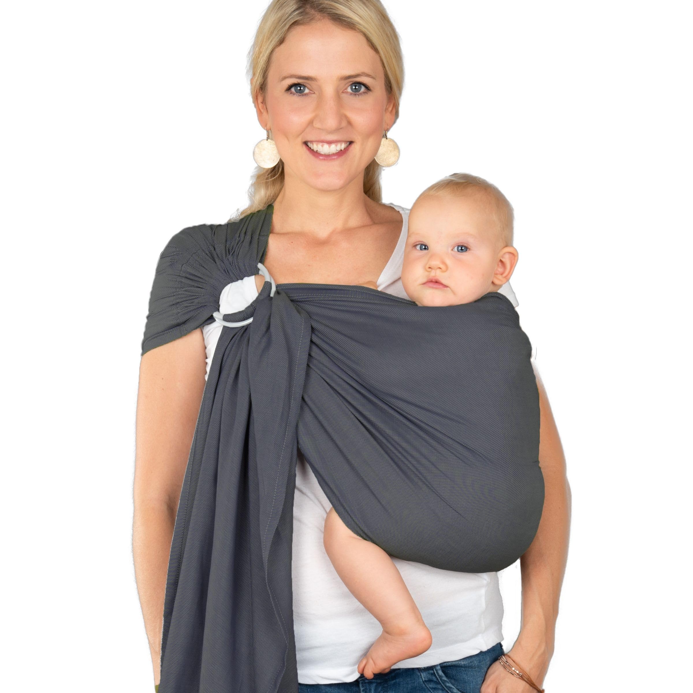 Hoppediz Ring-Sling Ultra Light Baby Sling from Birth, 100% Cotton, Hamburg Stone Design