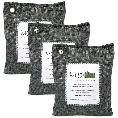 Moso Natural Air Purifying Bag 200g (3 Pack) Bamboo Charcoal Odor Absorber  for Home Car Closet Odor Eliminator, Small Room Deodorizer Car Air