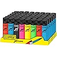 Clipper - Classic Jet Flame - Refillable Jet Flame Torch Lighter in Clipper Iconic Shape - Adjustable Windproof Flame - Reuse Over and Over with Butane Refill - 48 Pack - Flourescent/Black