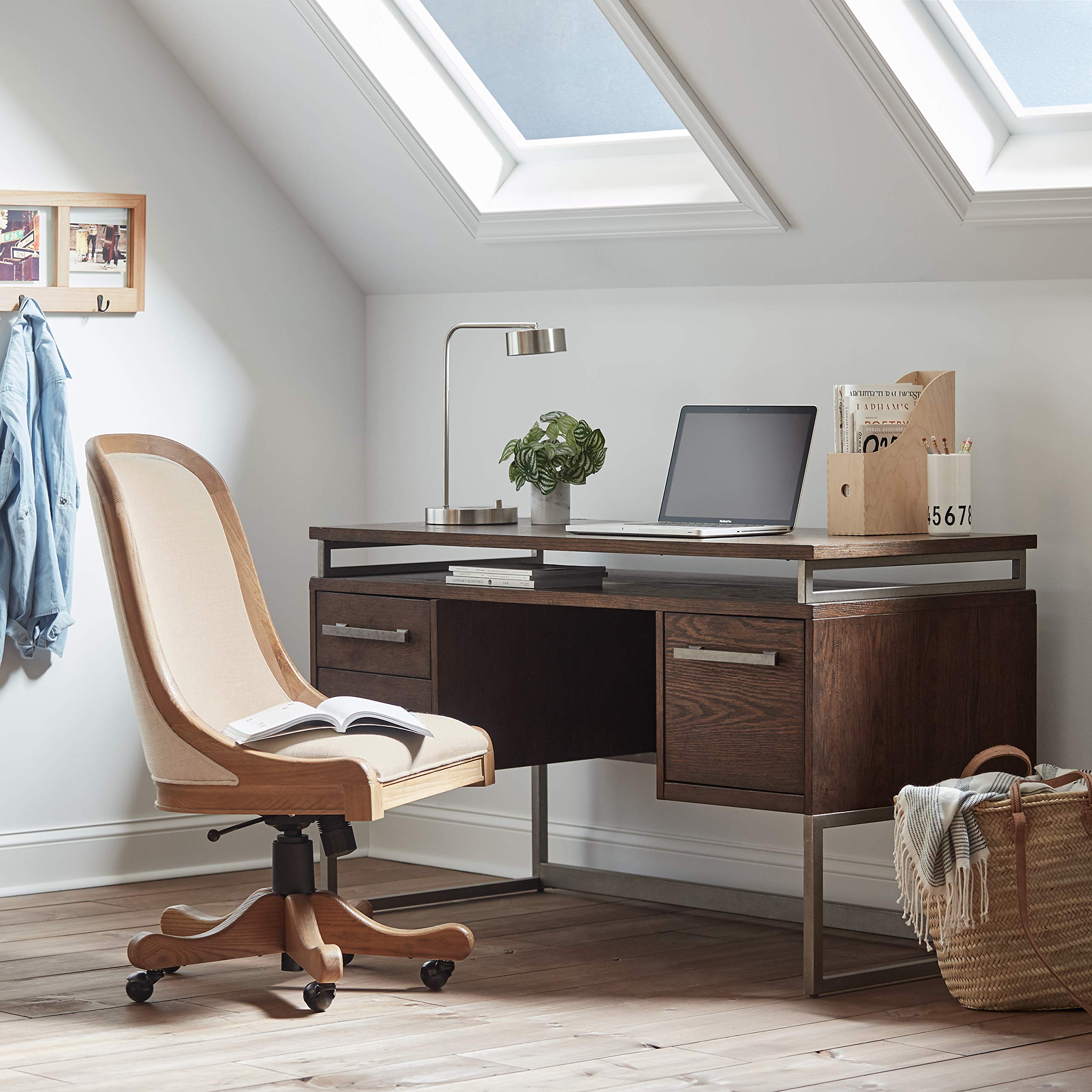 Amazon Brand Stone & Beam Casual Wood Office Computer Desk, 54.5"W