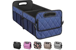 Olosar Collapsible Car Trunk Organizer with Reinforced Handles, Storage with 6 Pockets, Car Accessories for Women/Man (Medium, Navy Blue)