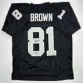 Facsimile Autographed Tim Brown Oakland Las Vegas Black Reprint Laser Auto Football Jersey Size Men's XL