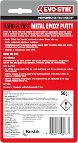 EVO-STIK Hard & Fast Metal Epoxy Putty 50g Grey Sets Steel in 10 Minutes view 2