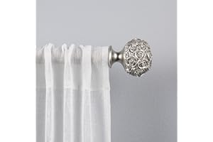 Exclusive Home Curtains Peony 1" Curtain Rod and Coordinating Finial Set, Matte Silver, Adjustable 66"-120"
