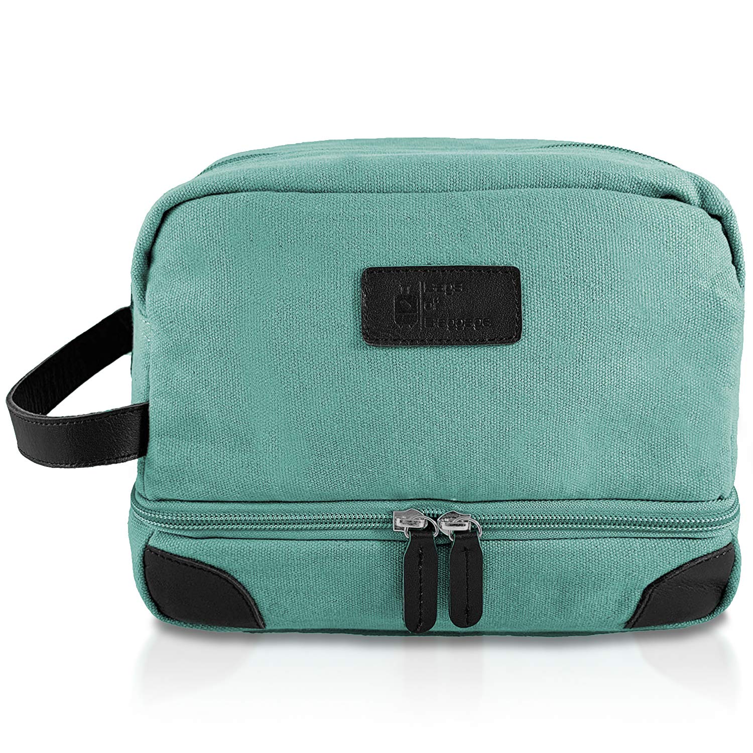 Extra Padded Durable Dual Compartment Toiletry Bag for Women and Men with Plenty of Space for Hygiene, Makeup, Cosmetics, Shaving kit, Toiletries, and Any Hobby (Seafoam Blue-Green)