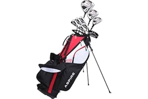 PRECISE Aspire XD1 Men's Senior All Graphite Complete Golf Clubs Package Set Includes Titanium Driver, S.S. Fairway, S.S. Hybrid, S.S. 6-PW Irons, Putter, Stand Bag, 3 H/C's Right Hand