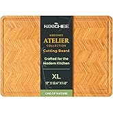 Keechee Atelier Collection Bamboo Cutting Board, Reversible Wood Chopping Boards for Kitchen with Juice Grooves, Handcrafted Large Serving Tray, Luxury Housewarming Wedding Gifts for New Home